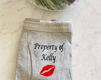 Personalize Your Own Calvin Klein Men's Heather Gray Boxer Brief, Fast Shipping, Anniversary Boxers, Birthday Boxers, Custom Boxer Briefs