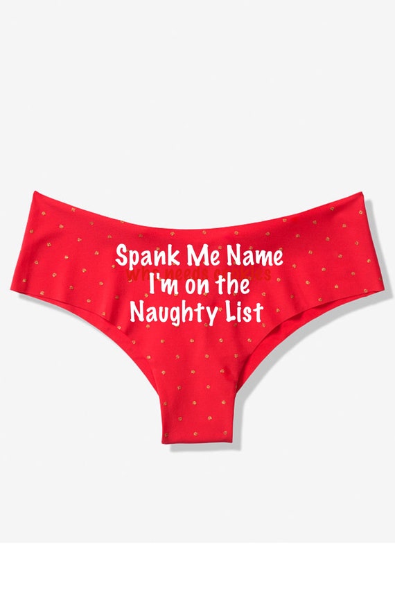 Victoria Secret Personalized Spank Me I'm on the naughty list red cheeky panty *Fast Shipping* Holiday Gift, Fun Christmas, Stocking Stuffer