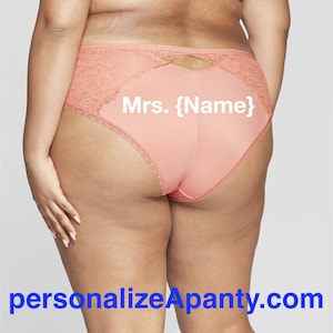 Plus Size Personalized Panty | Mrs. | Women&#39;s Plus Size Micro Faded Rose Cheeky with Lace  * FAST SHIPPING *