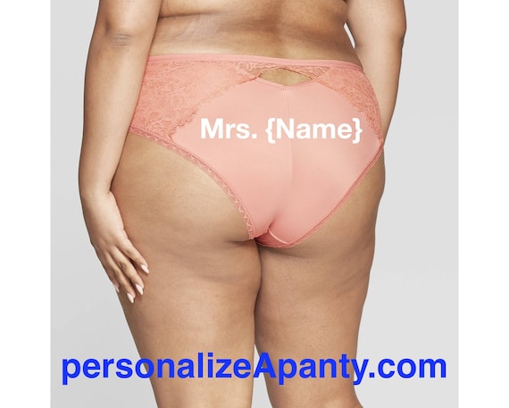 Personalize a Mrs. {Name} Women's Plus Size Micro Rose Cheeky with Lace * FAST SHIPPING *