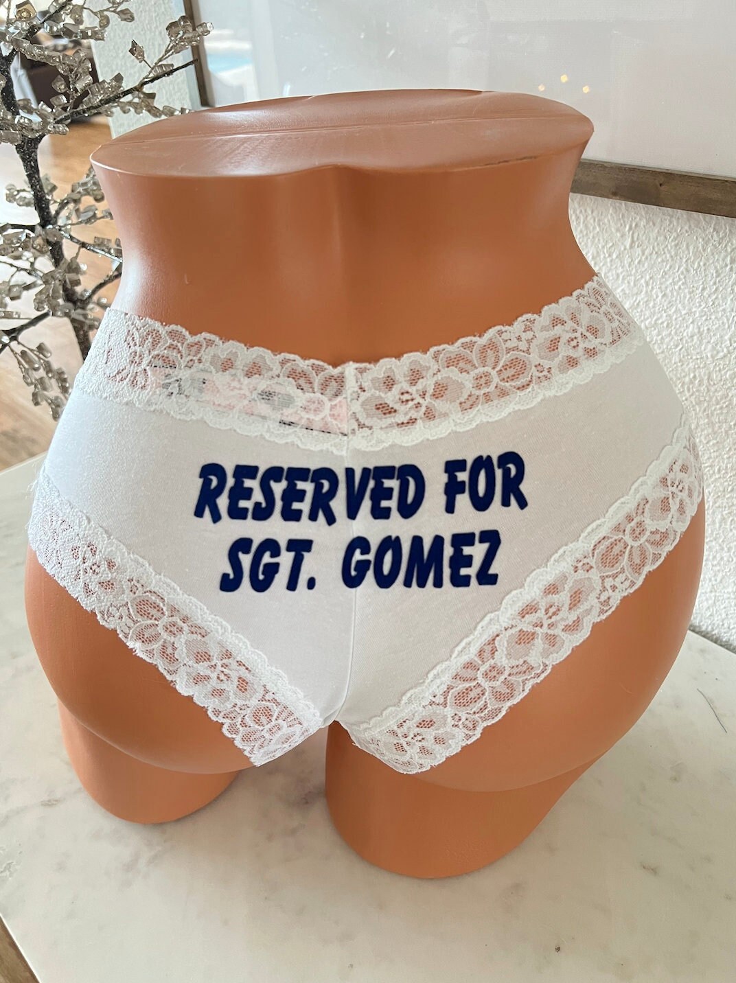 Personalize a Reserved For Military Rank and Name white Victoria Secret All  Cotton Cheeky Panty *FAST SHIPPING* Patriotic Panties