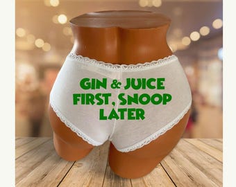 Personalized Panties - Gin & Juice First, [Name] Later - Custom Cheeky Underwear Gift for Her - Funny Irish Lingerie