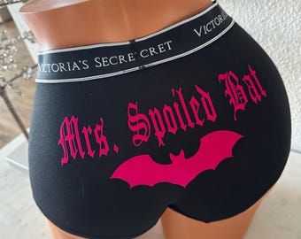 Personalized Boy shorts Mrs Spoiled Bat Black Victorias Secret