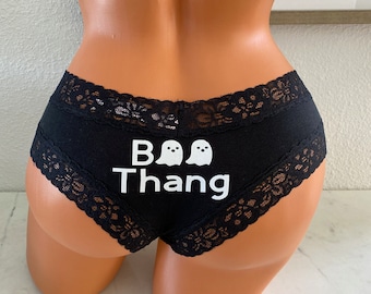 Boo Thang | Victoria Secret Black Cotton Cheeky Panty | FAST SHIPPING | Halloween Underwear | Halloween Panties | Halloween Lingerie