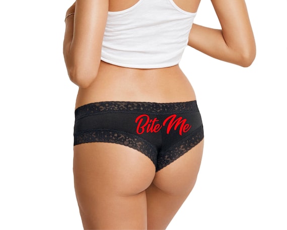 Bite Me Victoria Secret Black Cotton Cheeky Panty FAST SHIPPING Fun  Underwear Naughty Lingerie -  Canada