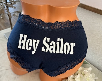 Hey Sailor Personalized Panties, Authentic Victoria Secret Blue The Lacie cheeky panty | FAST SHIPPING