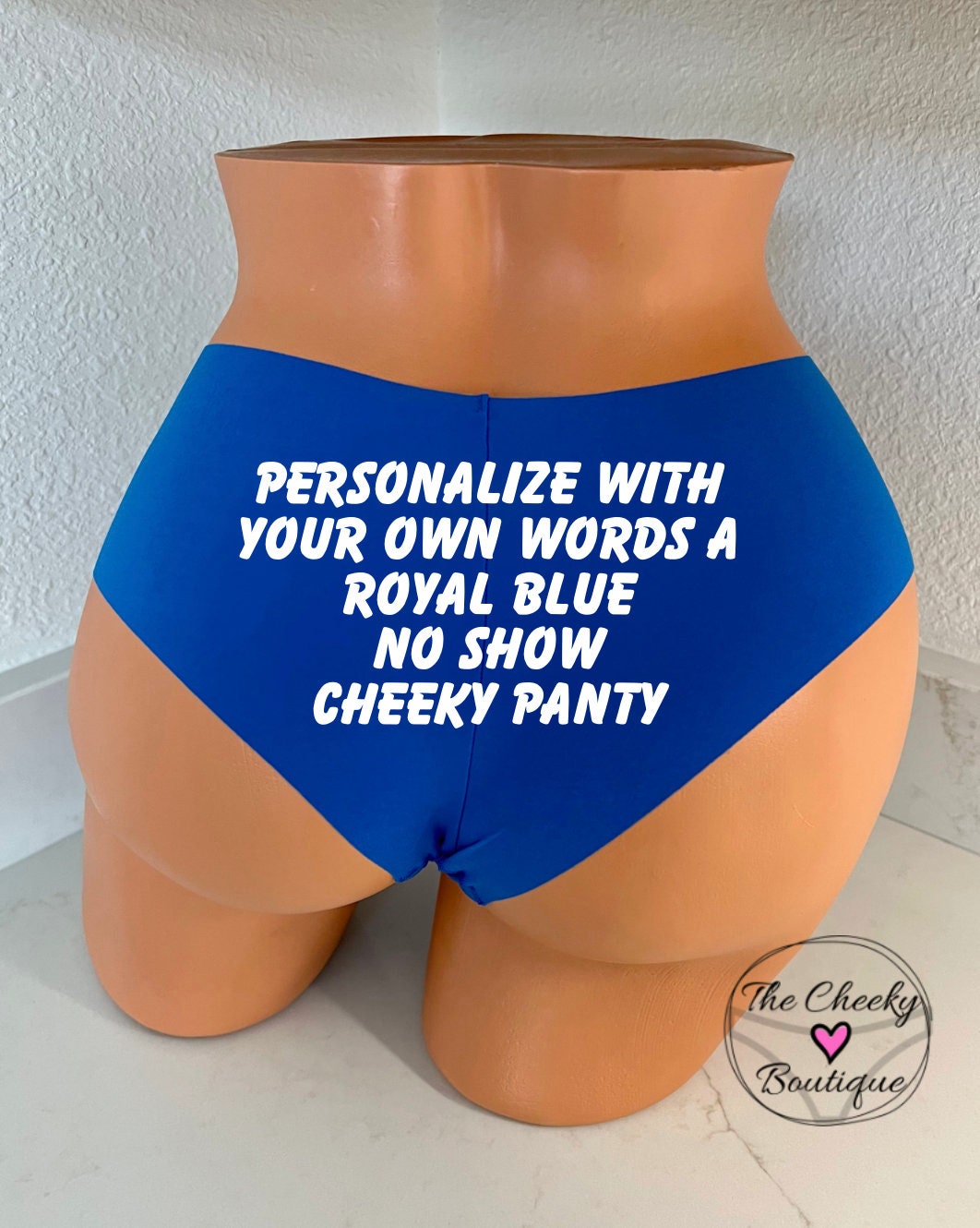 Personalize a Victoria Secret Royal Blue No Show Cheeky Panty *FAST  SHIPPING* Gift for Bridal Shower, Panty Game, Bachelorette, Birthday