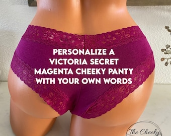 Personalize a Victoria Secret Magenta All Cotton Cheeky Panty * FAST SHIPPING * | Christmas Panties | Stocking Stuffer Idea | Sexy Lingerie