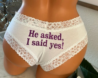 He asked and I said yes white all cotton Victoria secret panty * FAST SHIPPING * Wedding, Bridal Shower, Bachelorette Plus Size Options