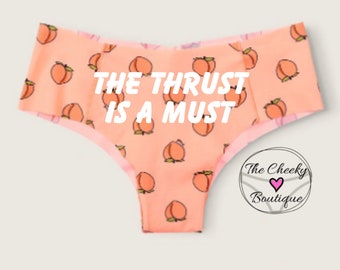 The Thrust Is A Must NEW Personalized Peach Panties Victoria Secret No Show Cheekster Panty, FAST SHIPPING, lets get peachy panties