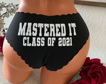Personalized Mastered It black no show Victoria Secret Cheeky Panties * FAST SHIPPNG * Graduation Panties, Class of Panties, College Panties