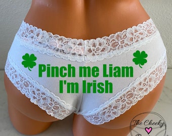 Pinch Me I'm Irish ... Authentic Victoria's Secret Cotton Lace Waist Cheeky Panty * FAST SHIPPING *  Plus Size Options Available