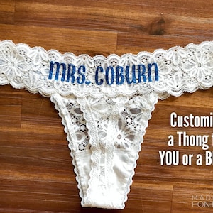 Personalized Bridal Lace Thong Bride panty Wedding gift Honeymoon Lingerie Bride Lingerie valentine&#39;s day Lace honeymoon