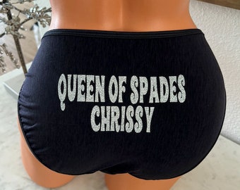 Queen of Spades Personalized Vanity Fair String Bikini Panty * FAST SHIPPING * Plus Size Options XS-4X