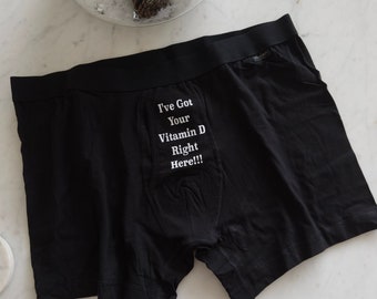 I've got your vitamin D right here mens black boxer briefs | FAST SHIPPING | Men's Personalized Underwear | Gift for Husband | Gift for Him