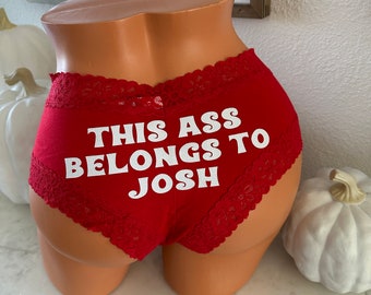 This ass belongs to personalized Victoria Secret Red Cheeky Panty * FAST SHIPPING * Holiday Panties, Stocking Stuffer, Christmas