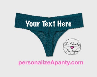 Personalize A Plus Size Teal Allover Lace Thong Plus Size Womens Underwear * FAST SHIPPING * - Sizes X, XL, 2XL, 3XL and 4XL