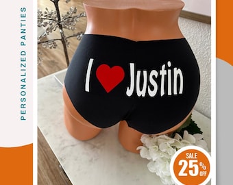 I love Personalized Panties Black Victorias Secret cheeky panty * FAST SHIPPING *