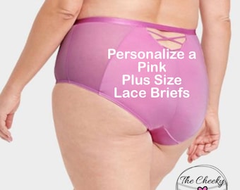 Personalized Plus Size Pink Underwear with your own words *Fast Shipping* Sizes X, XL, 2XL, 3XL and 4XL