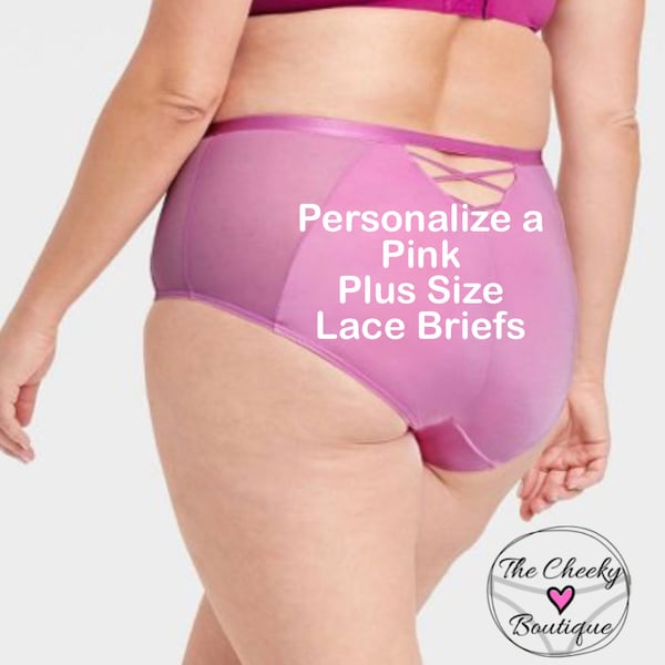 Personalized Plus Size Pink Underwear with your own words *Fast Shipping* Sizes X, XL, 2XL, 3XL and 4XL