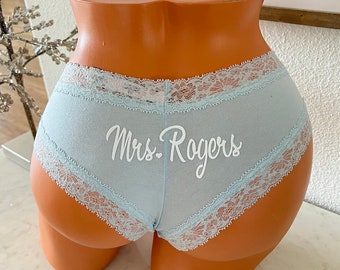 Personalized Mrs. Victoria Secret Light Blue Panty * FAST SHIPPING * Bridal Shower Gift, Brides Something Blue, Bride to be, Wedding Panties