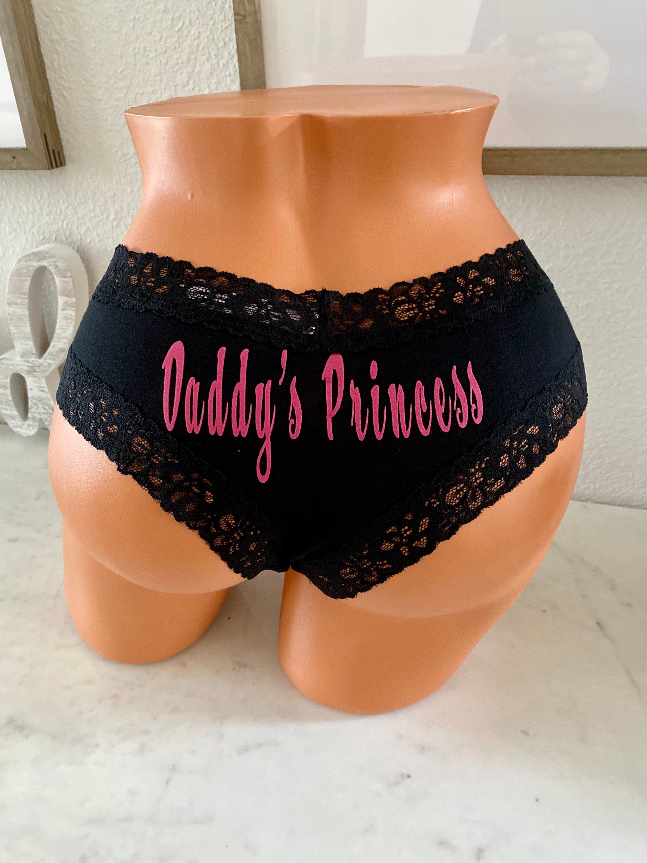 Daddy's Princess  Victoria Secret Black Custom Underwear. Sexy