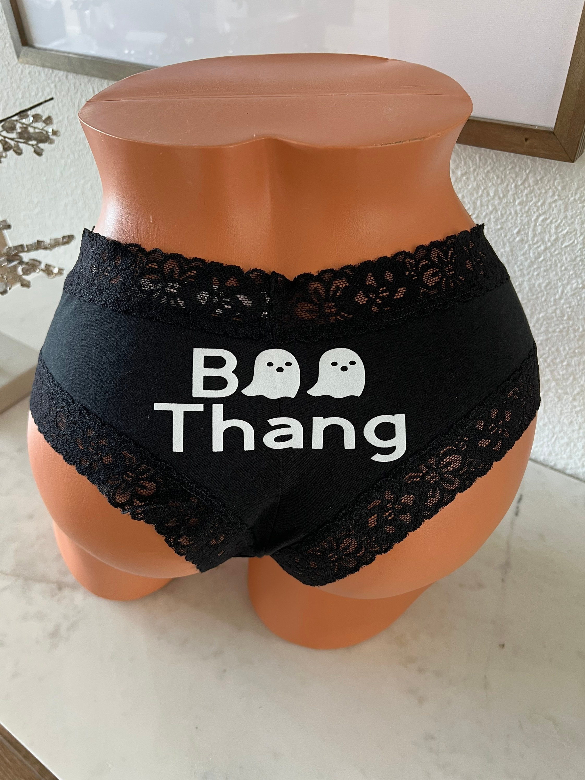 Boo Thang, Victoria Secret Black Cotton Cheeky Panty, FAST SHIPPING, Halloween  Underwear, Halloween Panties