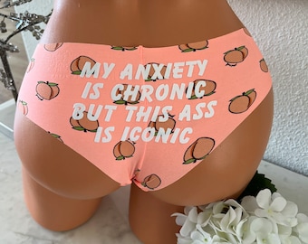 My Anxiety is Chronic and this Ass is Iconic NEW Personalized Peach Victoria Secret No Show Cheekster Panty, FAST SHIPPING, Panties