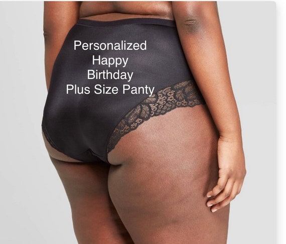 Happy Birthday Plus Size Black Cheeky Personalized Panties With