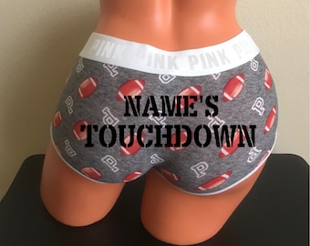 Personalize a Touchdown Victoria Secret Football Logo Boyshorts * FAST SHIPPING * Football Panties, Gift for Him, Custom Underwear