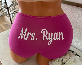 Personalized Panties - Customize Your Own Hot Pink Victorias Secret Boyshorts with your own words "FAST SHIPPING"