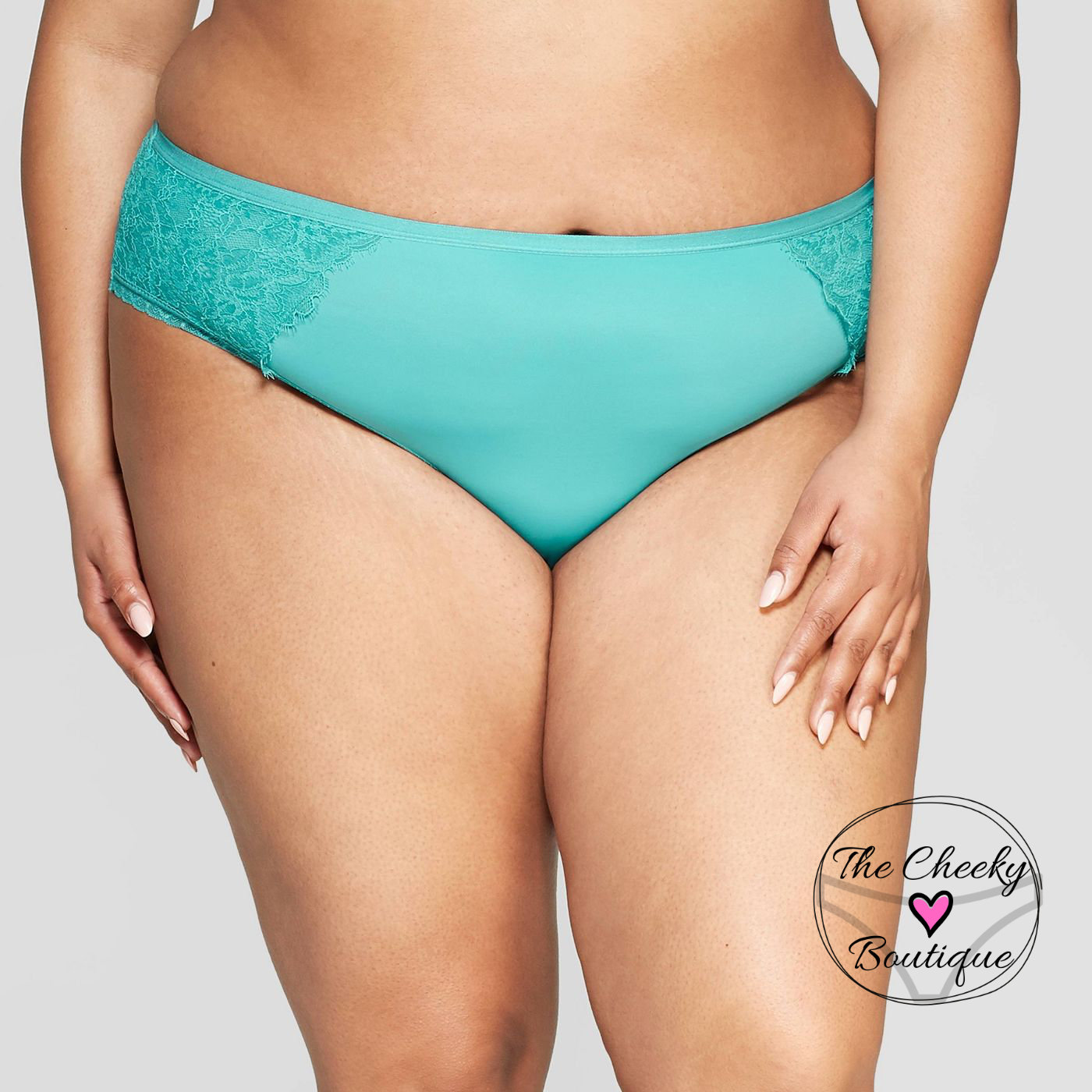 Personalized Plus Size Panty  Dapper Turquoise Cheeky with Lace * FAST  SHIPPING * - Sizes Available 1X