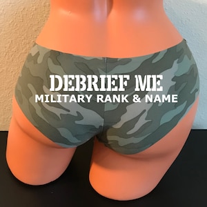 Debrief Me Personalized Military Rank and Name camouflage Victoria Secret No Show Cheeky Panty - *FAST SHIPPING* | Military lingerie