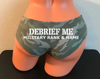 Debrief Me Personalized Military Rank and Name camouflage Victoria Secret No Show Cheeky Panty - *FAST SHIPPING* | Military lingerie