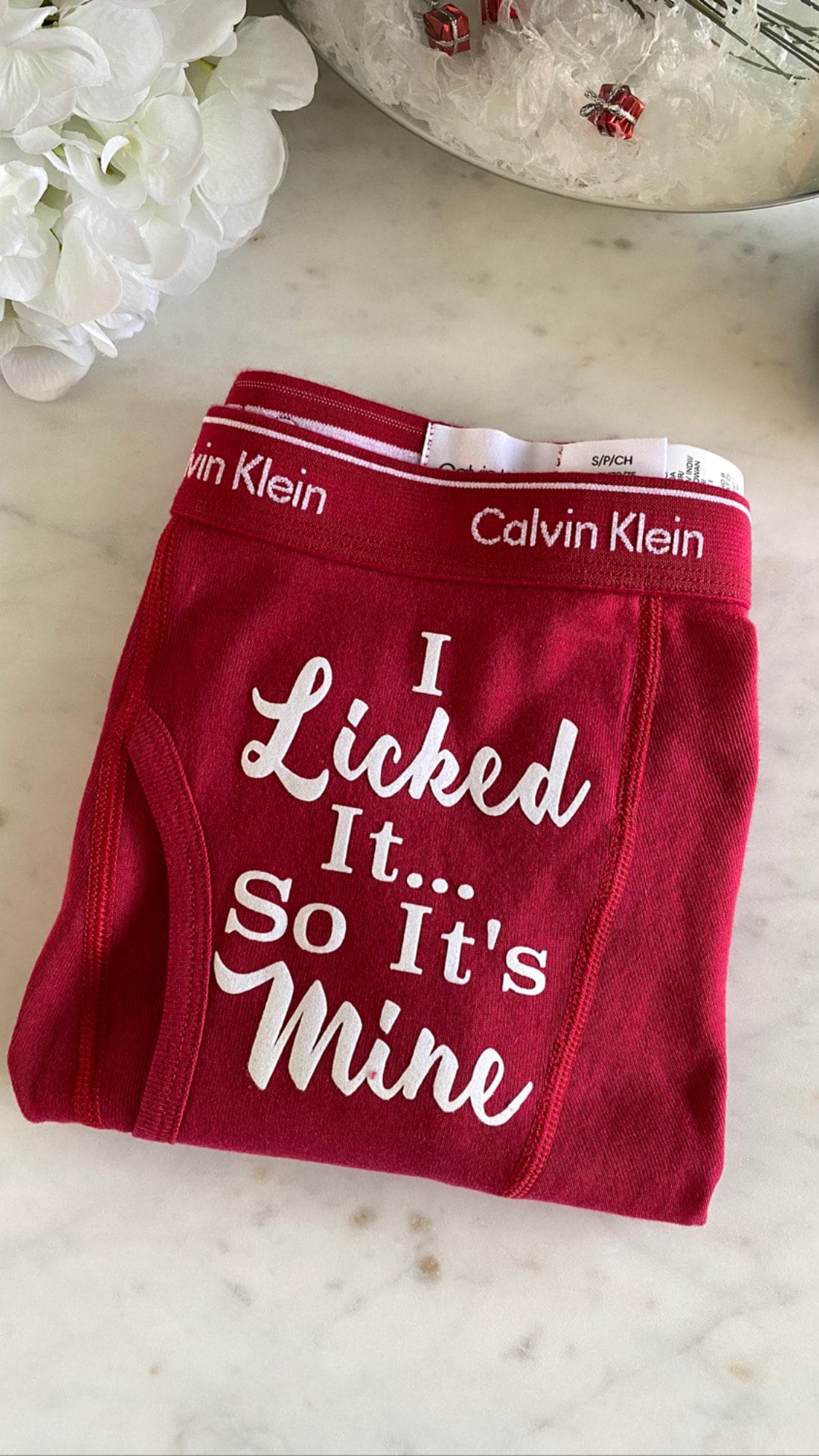 red calvin klein pants