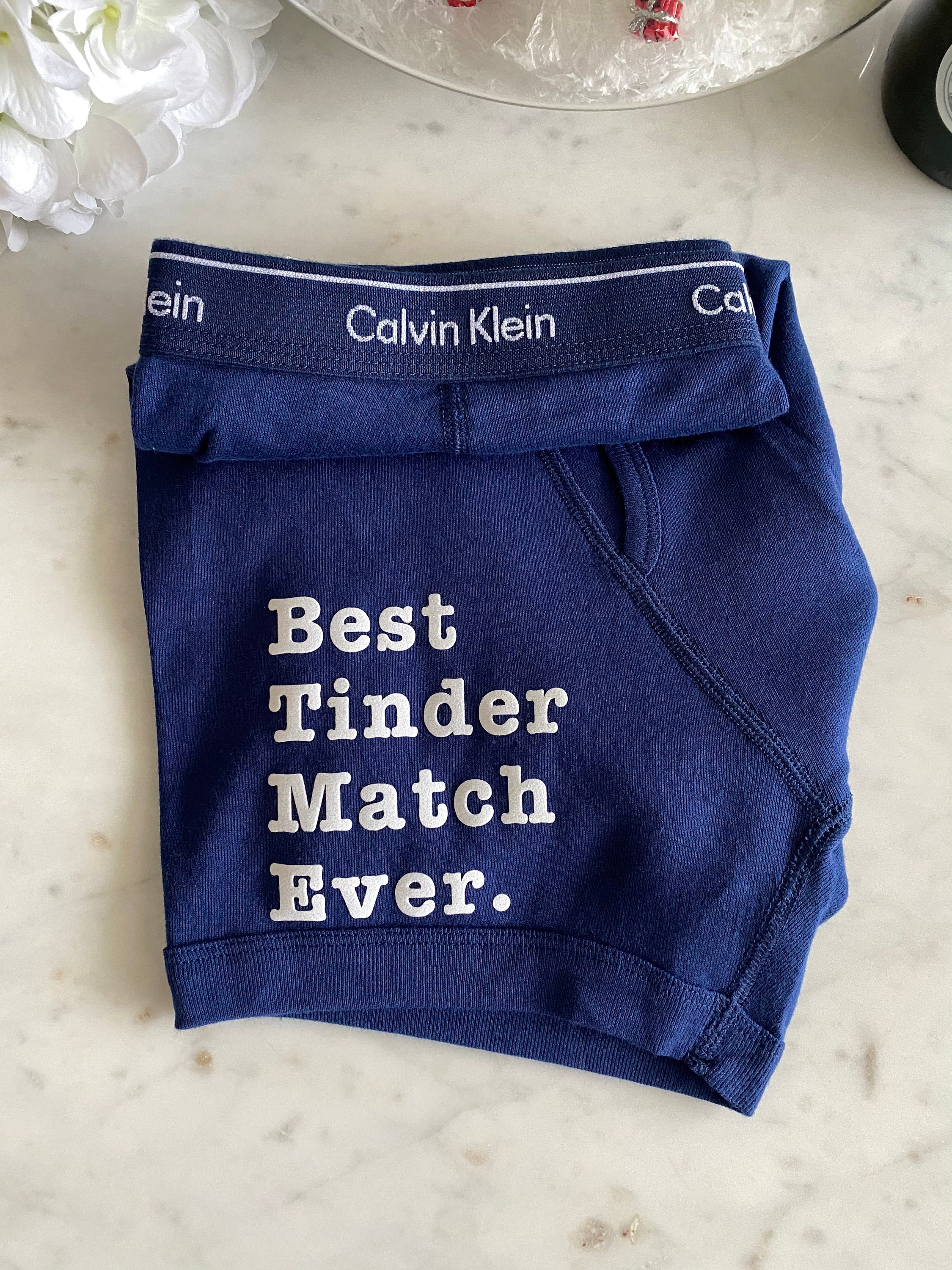 Best Tinder Match Ever  Authentic Calvin Klein Blue Boxer