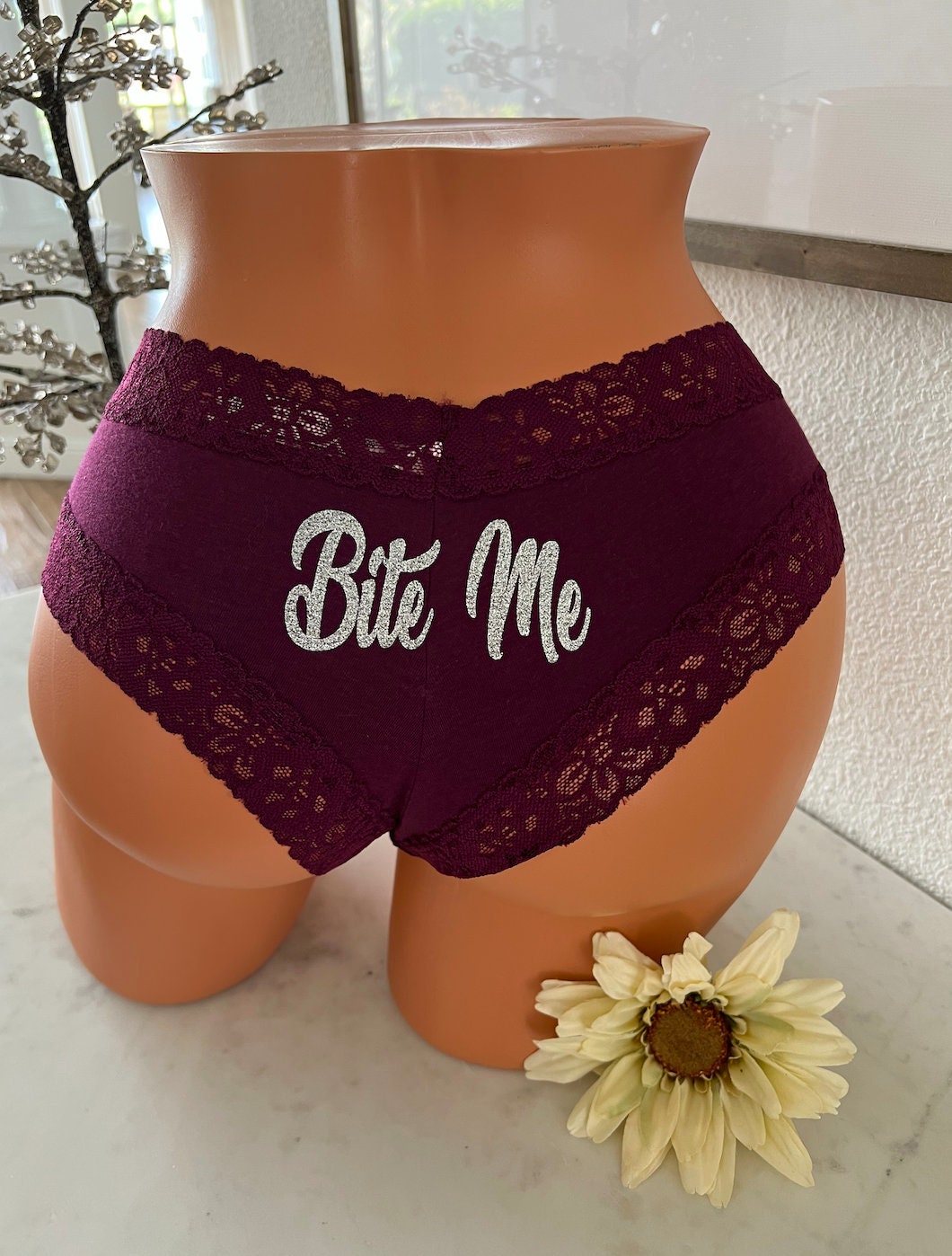 Bite Me, Victoria Secret Kir Stretch Cotton Lace-Trim Cheeky Panty, FAST  SHIPPING, Fun Underwear, Naughty Lingerie