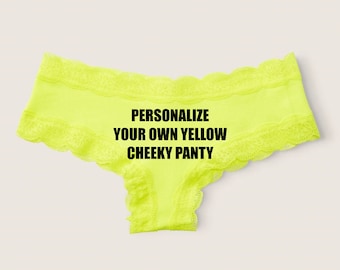 Victoria Secret Yellow Custom Underwear. Sexy Lingerie, Bride, Bachelorette, Birthday Girl or Stocking Stuffer Ideas * FAST SHIPPING *