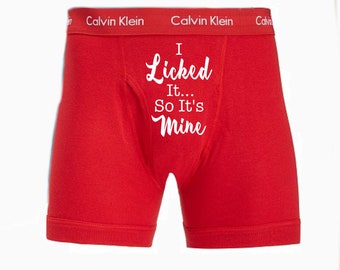 I licked it so it's mine red Calvin Klein Boxer Briefs, FAST SHIPPING, Birthday Day, Cotton Anniversary, Father's Day, Etsy Sale