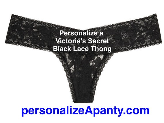 Personalize a Victoria Secret Lace Black Thong * FAST SHIPPING * Wife, Girlfriend, Bridal Shower Gift, Gift for Him, Bachelorette Gift