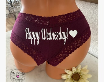 Happy Day of the week personalized Burgundy authentic Victoria Secret cheeky panty