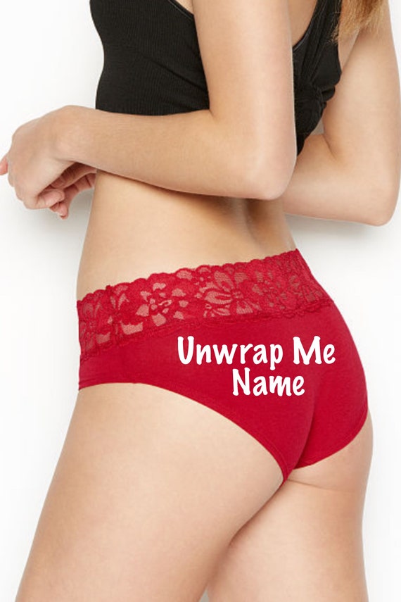 Unwrap Me red Victoria Secret Personalized Panty * FAST SHIPPING * Christmas Lingerie | Stocking Stuffer Idea | Gift for Him | Underwear