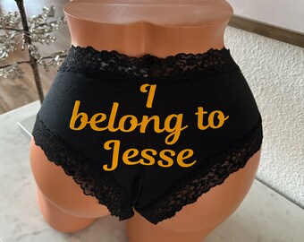 Personalized Underwear I belong to ... Authentic Black Victorias Secret Cheeky Panties *FAST SHIPPING*