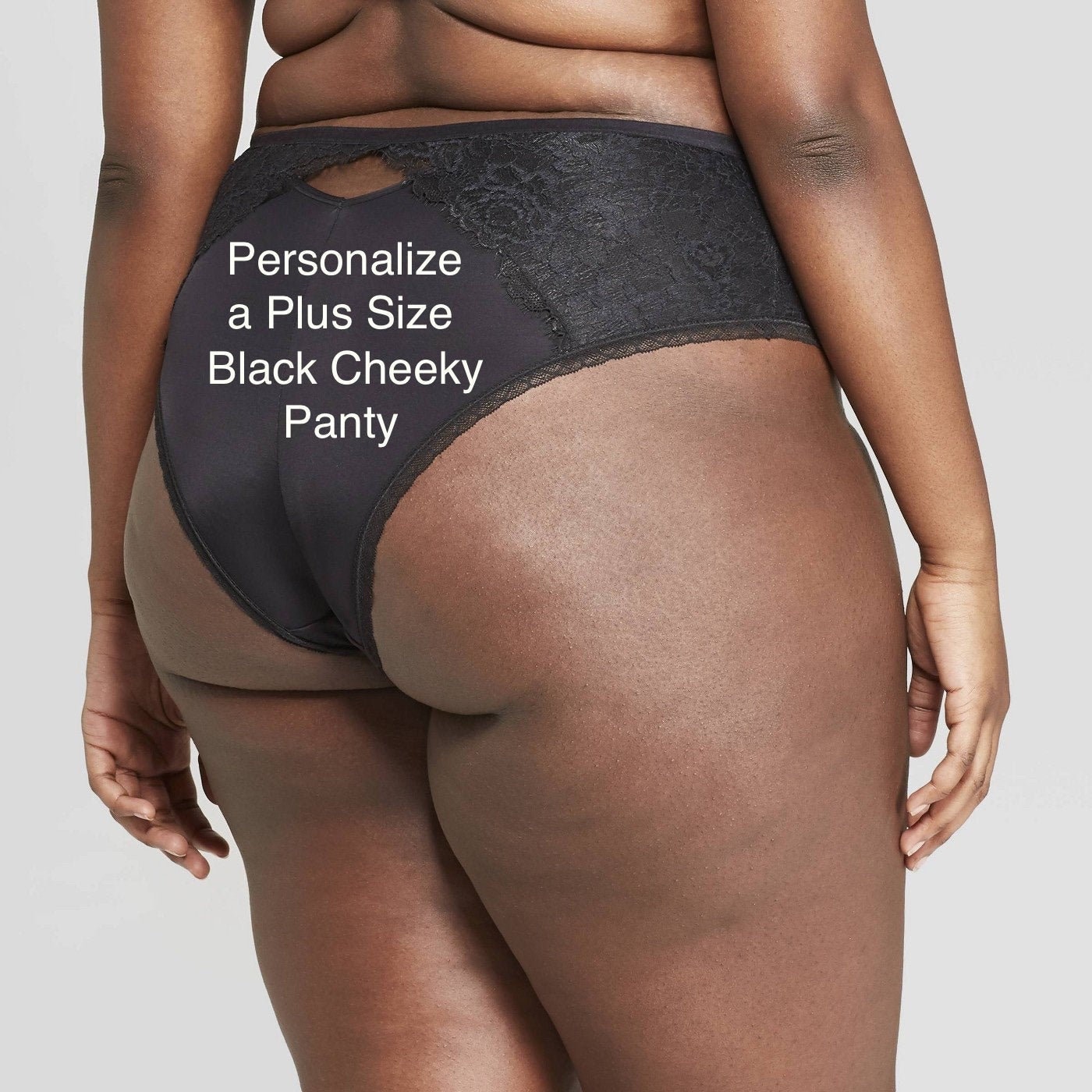 Personalized Panties Plus Size Black Cheeky with Lace * FAST SHIPPING * -  Sizes X, XL, 2XL, 3XL and 4XL