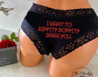 I want to Bippity Boppity Bang You Victoria Secret Black All Cotton Cheeky Panty * FAST SHIPPING * Cotton Anniversary, Christmas Gift