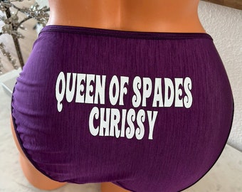 Queen of Spades Personalized Vanity Fair String Bikini Panty * FAST SHIPPING * Plus Size Options XS-4X