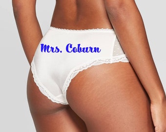 Personalized Mrs. Underwear, Coconut White, off White Bridal Lingerie, Bride  Panties Honeymoon Thong, Gift for the Groom, Bachelorette Party 