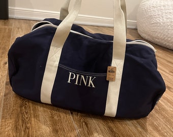 NWT Pink Canvas Duffle Bag, Navy Blue *FAST SHIPPING* Over Night Bag, Travel bag, Beach Bag, Vacation Bag