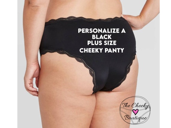 Personalized Panties Plus Size Black Cheeky With Lace Trim FAST SHIPPING  Sizes X, XL, 2XL, 3XL and 4XL 