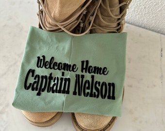 Welcome Home Military Rank and Name with Rank Insignia on the front of an authentic Victoria Secret green no show panties